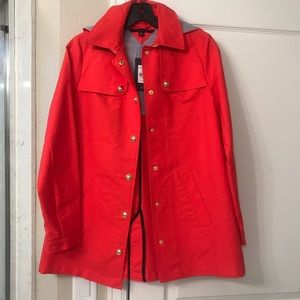 Tommy Hilfiger Red Raincoat Hooded Sz XS Gold